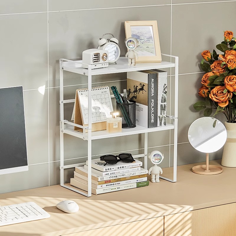 桌面置物架多层书桌收纳小架子办公桌铁艺分层整理架宿舍简易书架