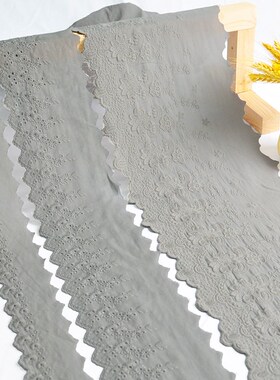 灰色棉布刺绣花边辅料diy手工领口袖口K下摆裙摆边床品边蕾丝材料