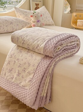 紫色A类豆豆绒被子全棉空调被纯C棉单人学生儿童夏凉被冬被春秋被