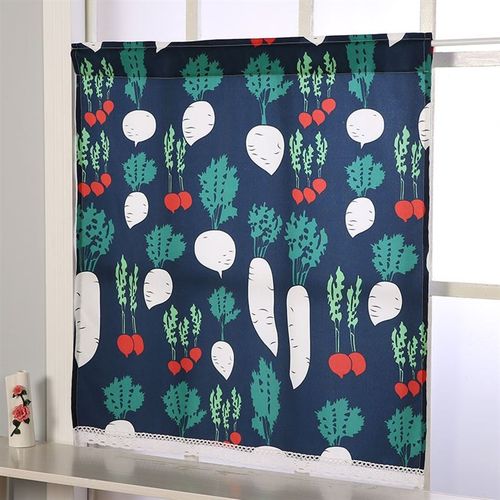 免打孔防水防油烟半帘短帘布帘厨房柜家用浴室定制粘贴短窗帘田园