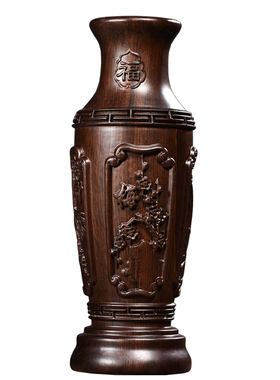 黑檀木雕刻花瓶摆件家居客厅插花梅兰竹菊红木装饰工艺品乔迁送礼