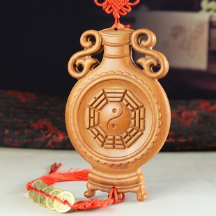 桃木平安瓶摆件桃木镜八卦镜挂件化门对冲卫生间卧室厨房门大门