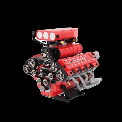 拓阳发动机V8汽油版机械增压模型玩具甲醇燃油组装全金属拼装引擎