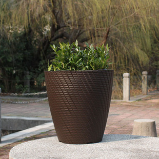 塑料花盆加仑盆种植盆圆形花盆藤编花盆绿萝盆月季 花盆大花盆p492