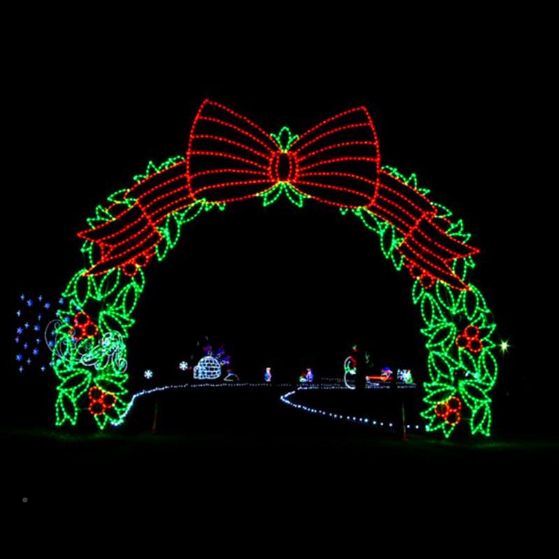 YJ-GMZLM025新款灯光节L梦幻E灯造型2蝴蝶结造型灯光拱门景区亮化