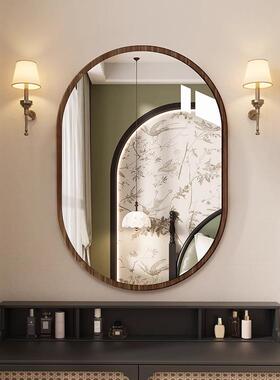 复古化妆中镜梳妆台免LEJ挂墙壁高清自粘打孔挂浴室卫生间镜子古