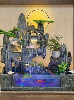 山流水水喷泉办公室假风轮摆件循招tb-74287环水景酒店客厅财鱼池