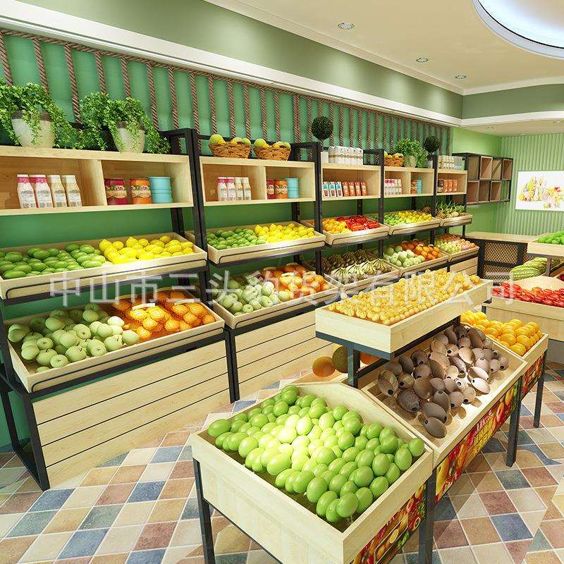 果木多质展示630架水果店货架功能果蔬单双墙面靠多层水钢木货柜