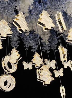 顶婚新款氛婚庆亚克力发光吊装饰10头圣诞树吊灯礼布YUA置派对围