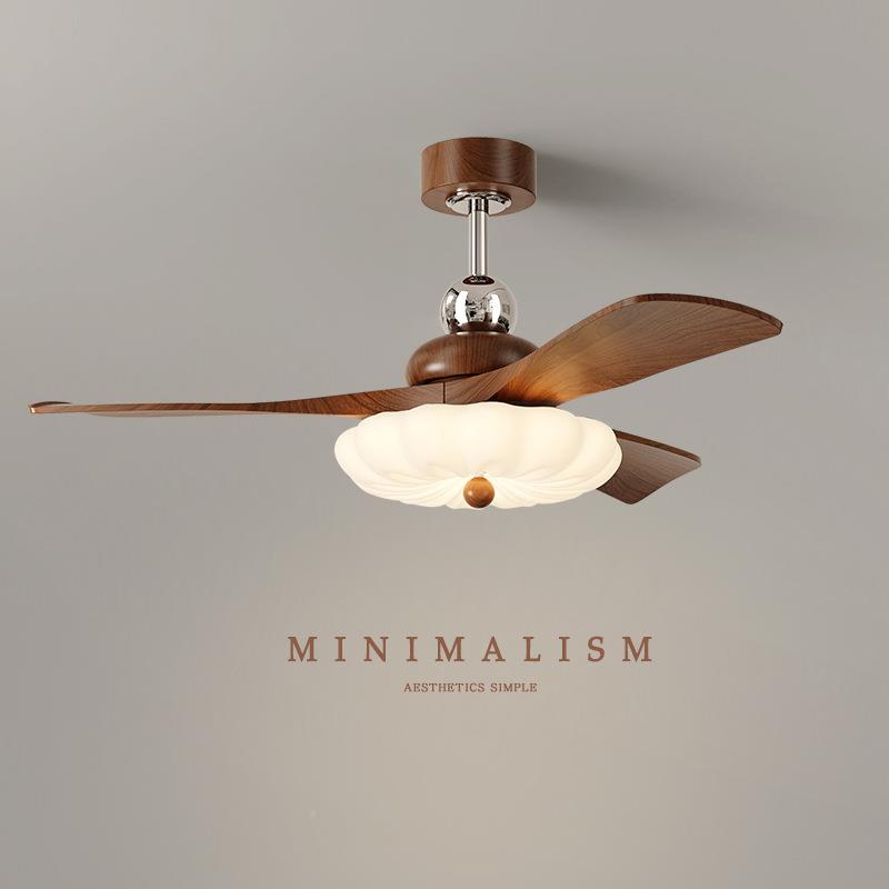 中古风扇吊灯灯2扇025新款客厅语卧室餐厅专用智能音护眼一体吊灯