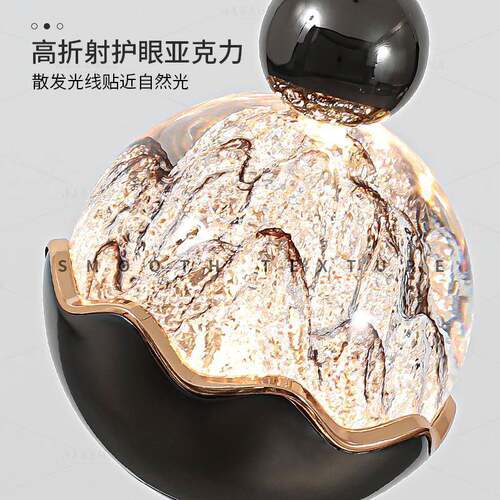 意式轻奢卧室头吊灯现代简约小感可雪床山艺术升824降玄关吊线灯