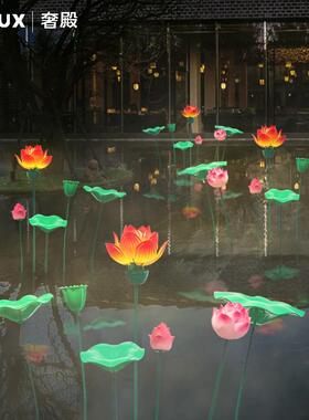 水上漂灯浮发光荷花户外防水造景景区亮化景观花园池塘水SD-45870