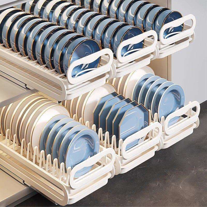 免安厨物房抽拉碗碟收水纳架654橱装柜碗架拉篮抽屉式碗盘盘子沥