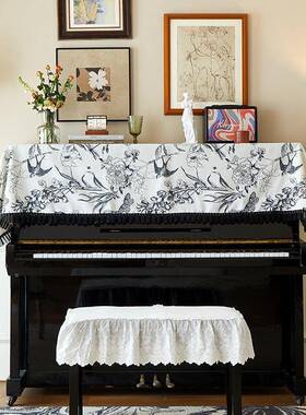 莱花燕衔春黑白色印燕子立式钢琴在罩半罩全罩电子AAQ琴蓬防尘盖