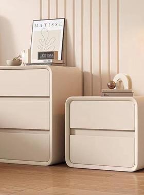 头奶油风智能床柜现代约全实简木卧QLE室轻奢感超极窄功小型多能