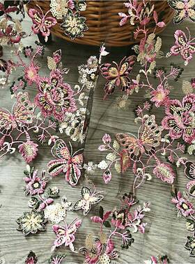 EG-19301EG-19012面2花珠3管绣绣料亮片面料珠片绣面料绣花布