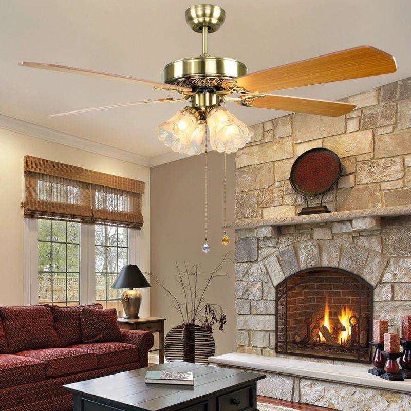 美LWF0004式风扇吊灯餐厅简家用约客厅创意灯吊复古美式乡村扇灯