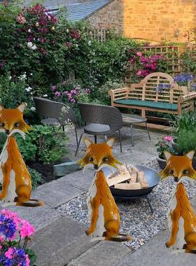 式狐欧狸落艺地摆件创意户外铁雕塑狐狸花园庭装饰品院铁质狐狸工