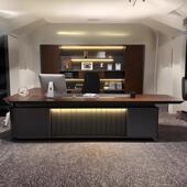 现代老板桌办总桌简约轻奢裁大班台经理主管桌组合老板O 006室椅