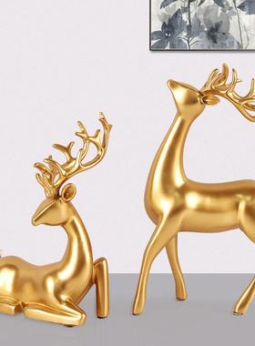 黑色麋鹿客一对软装轻奢风家居装008饰白工艺品厅关玄酒柜电视柜