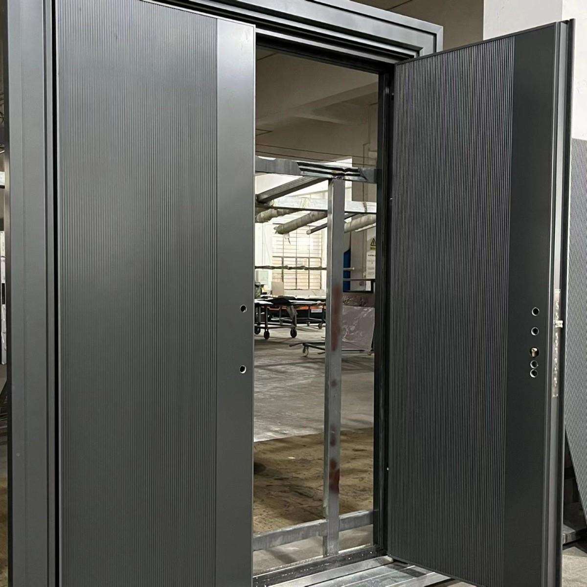 工厂直门273现代简约风格精销雕铸入户大门智能铝装甲门自建房大