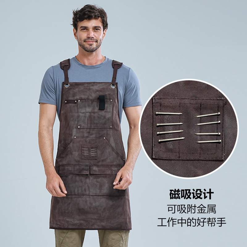 跨境电商加厚帆布工具围裙皮匠多口袋电工木工工作服打蜡帆布围裙