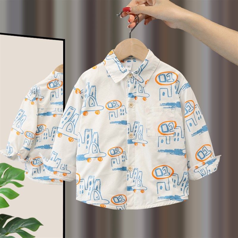 男童加绒衬衫秋冬装儿童加厚衬衣外套洋气宝宝男孩长袖保暖上衣潮