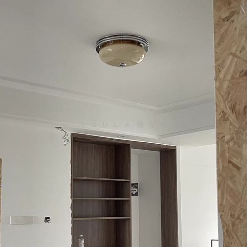 包豪斯蛋挞吸顶灯法式奶色主卧房间灯玻璃书房灯全光谱护眼中古灯