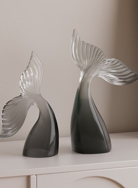 轻奢高级感艺术摆件鱼你一起小众雕塑客厅电视柜书房酒柜家居饰品