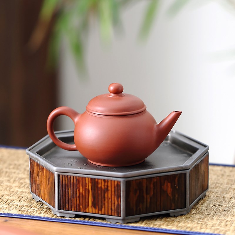 手拉壶茶壶 潮州朱泥泡茶壶吴嘉麒纯全手工冲罐 水平壶家用西施壶