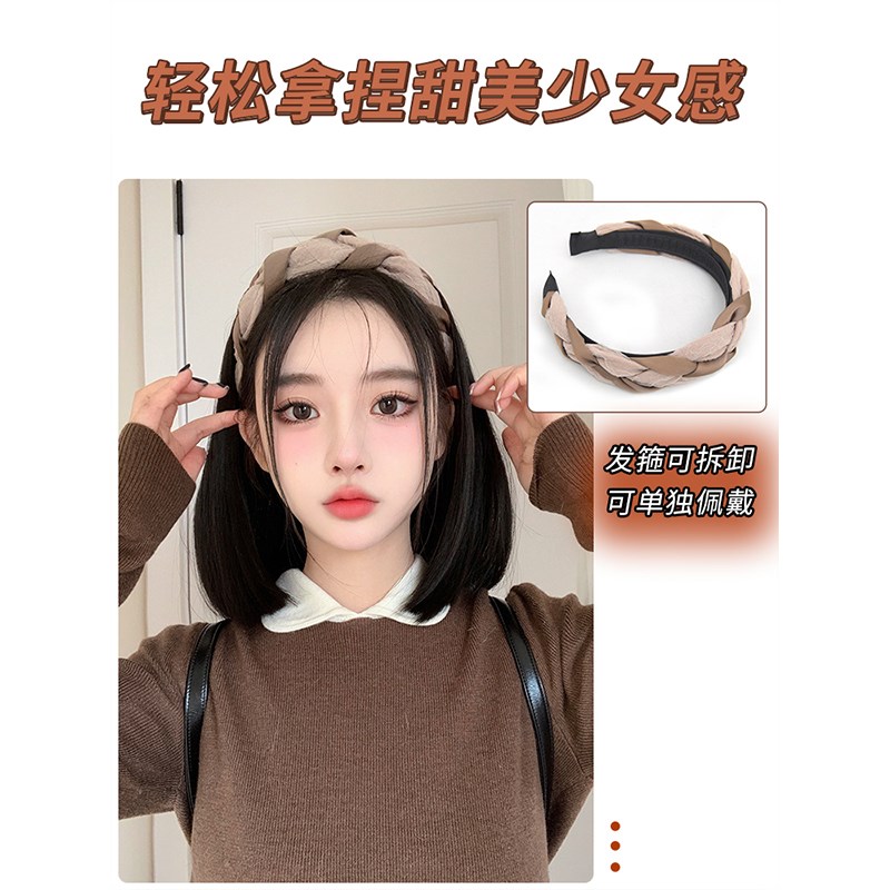 全真人发半头套假发发箍一体女短发高颅顶头套U型假发片无痕接发