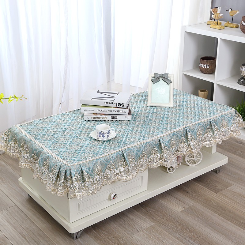 布艺茶几桌布客厅长方形茶几罩套田园桌布茶几垫加厚防滑防尘桌罩