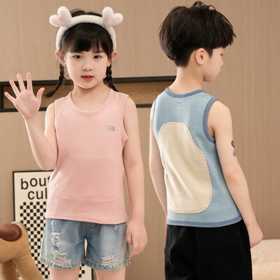 儿童双面蚕丝德绒保暖背心发热男童宝宝女童护肚打底内穿内衣马甲