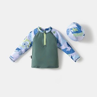 泳衣夏季 小童沙滩玩水游泳套装 新款 防晒泳装 儿童拉链式 男孩长袖