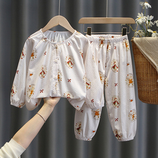 宝宝睡衣睡裤 夏季 两件套男女孩网红 套装 儿童家居服春秋纯棉薄款