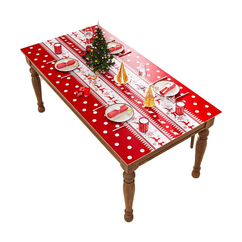 圣诞新年皮革餐桌垫法式塞拉斯蒂娅复古木马防水防油隔热拍照桌布