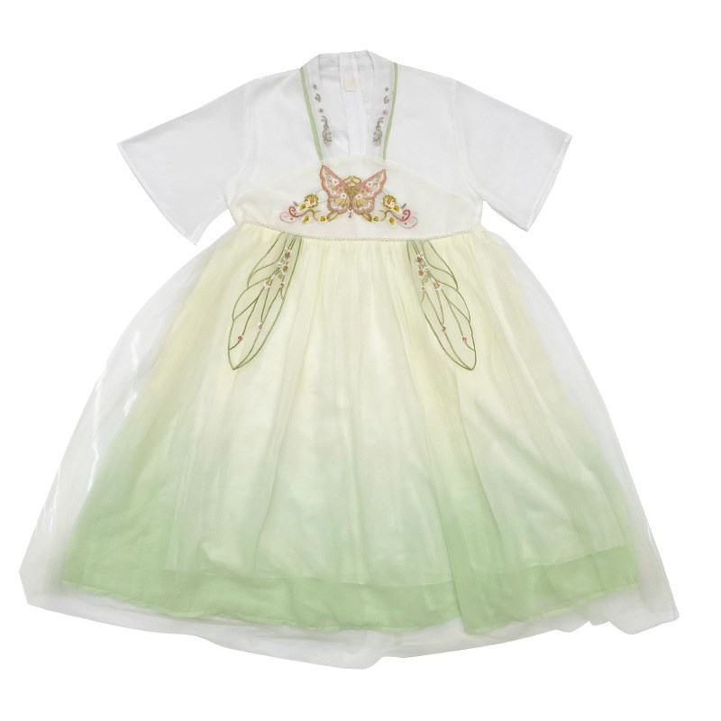 女大童汉服连衣裙夏季新款胖女童加肥加大宽松改良古装裙雪纺唐装