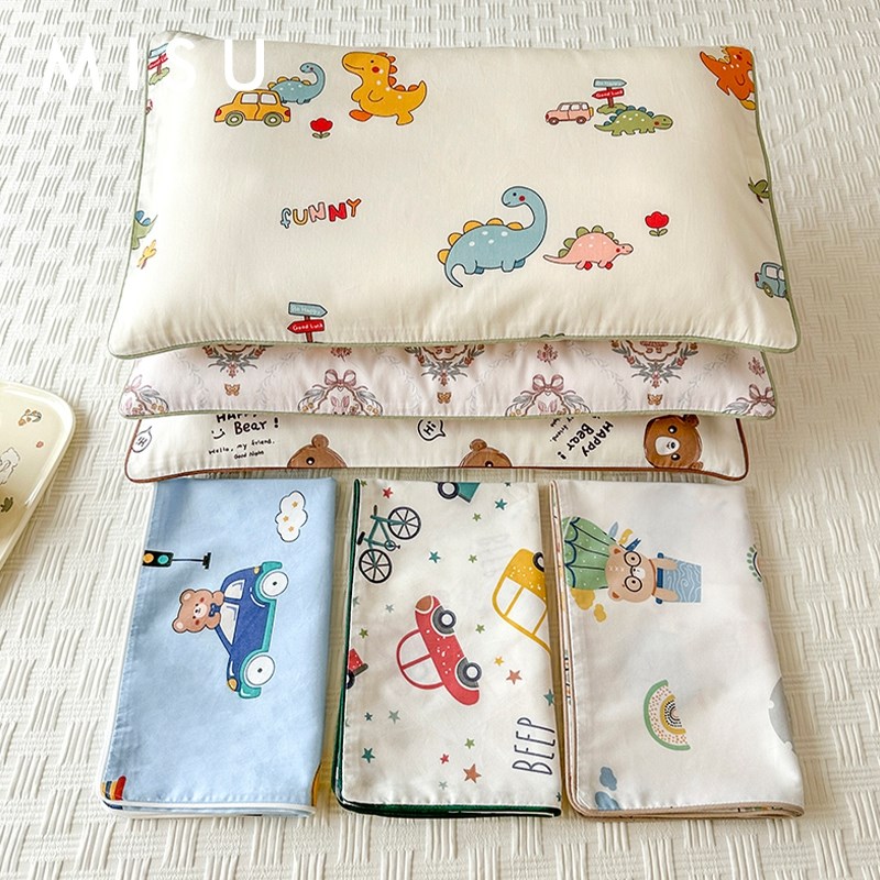 卡通A类60支全棉儿童枕套学生乳胶枕头套纯棉宝宝枕芯套枕巾40x60