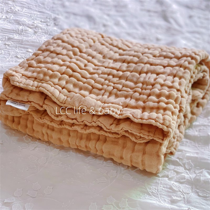 婴儿6层彩棉水洗绉布纱布浴巾A类盖毯新生儿童抱被柔软吸水透气