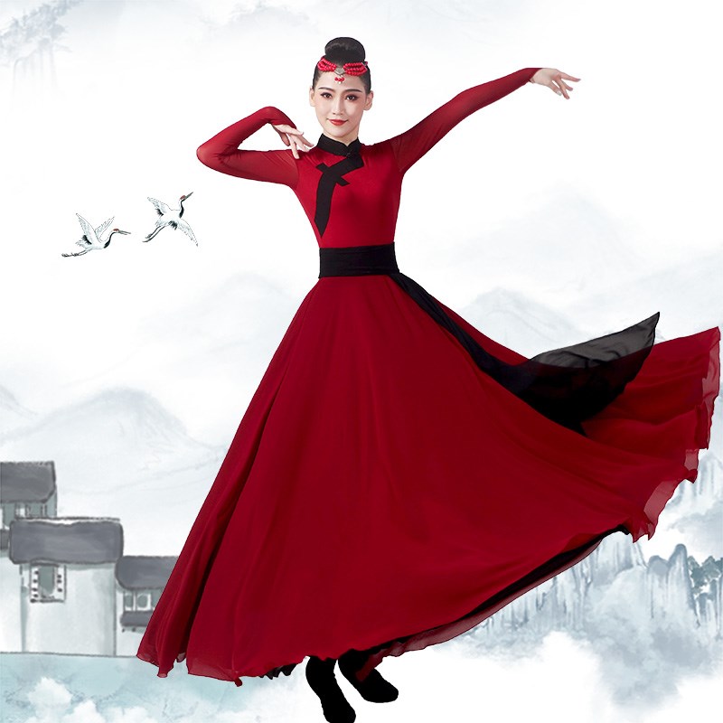 蒙古舞蹈演出服蒙族舞蹈服蒙古新款艺考蒙古舞少数民族分体练习裙