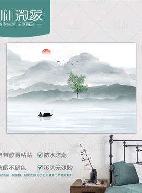 定制墙贴补洞遮丑电表箱装饰贴纸新中式风格创意遮挡自粘免打孔