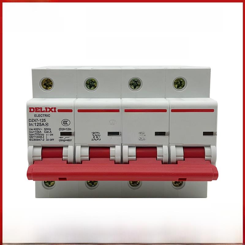 德力西空气开关4p100a三相四线80A大电流断路器Dz47-125 4pd125a