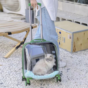 宠物拉杆箱猫包外出便携猫咪行李箱透明大号猫咪小推车狗狗太空舱