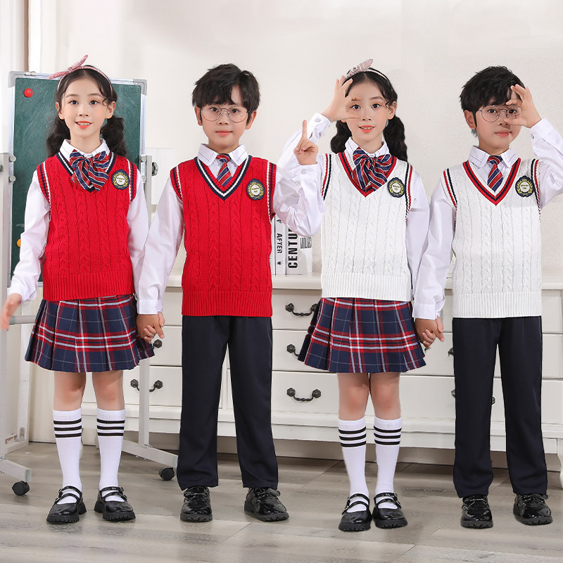 儿童大合唱演出服中小学生校服男女马甲套装幼儿园表演诗朗诵服装
