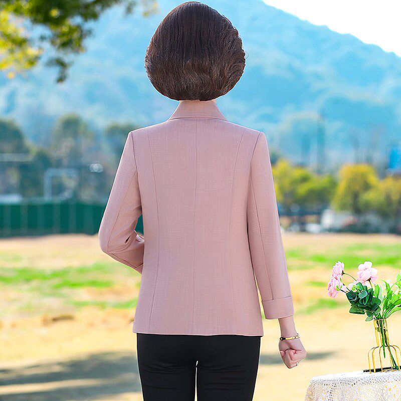 妈妈秋装薄外套2024新款中年女式洋气小西装中老年女装春夏季西服