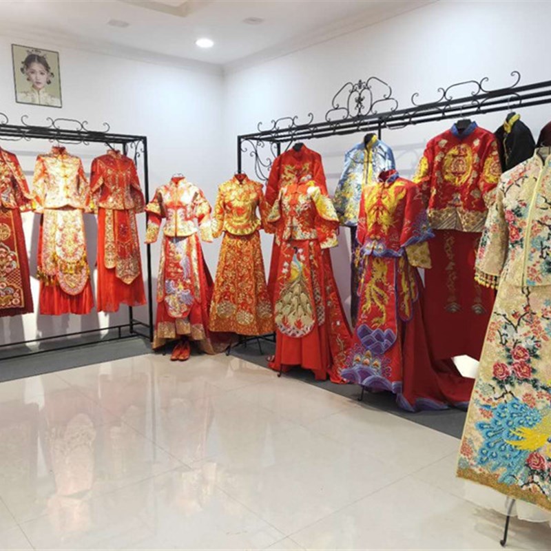 婚纱店架照相馆展示架礼服架子旗袍铁艺挂衣架高档落地秀禾道具货