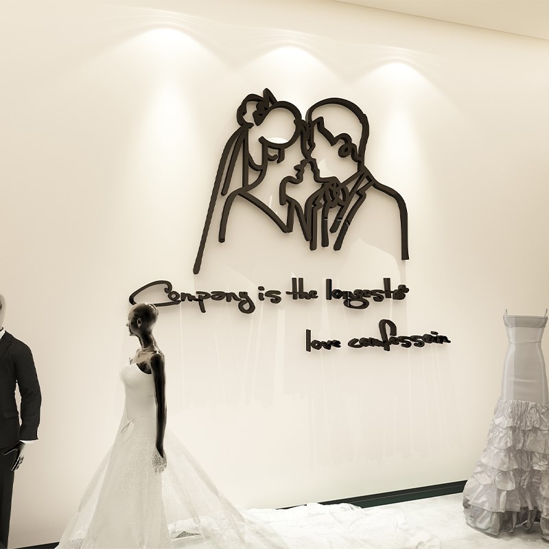 婚纱店粉色墙面装饰品布置恋庆工作室婚姻介所公司形象背景婚房贴