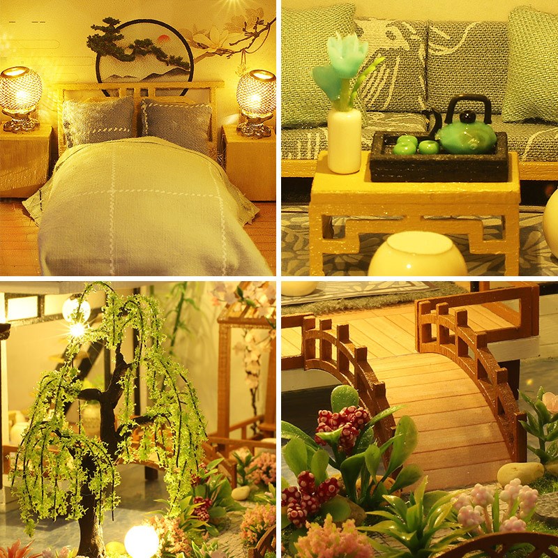 中国风diy小屋别墅竹溪水韵手工房子拼装模型桌面创意生日礼物女