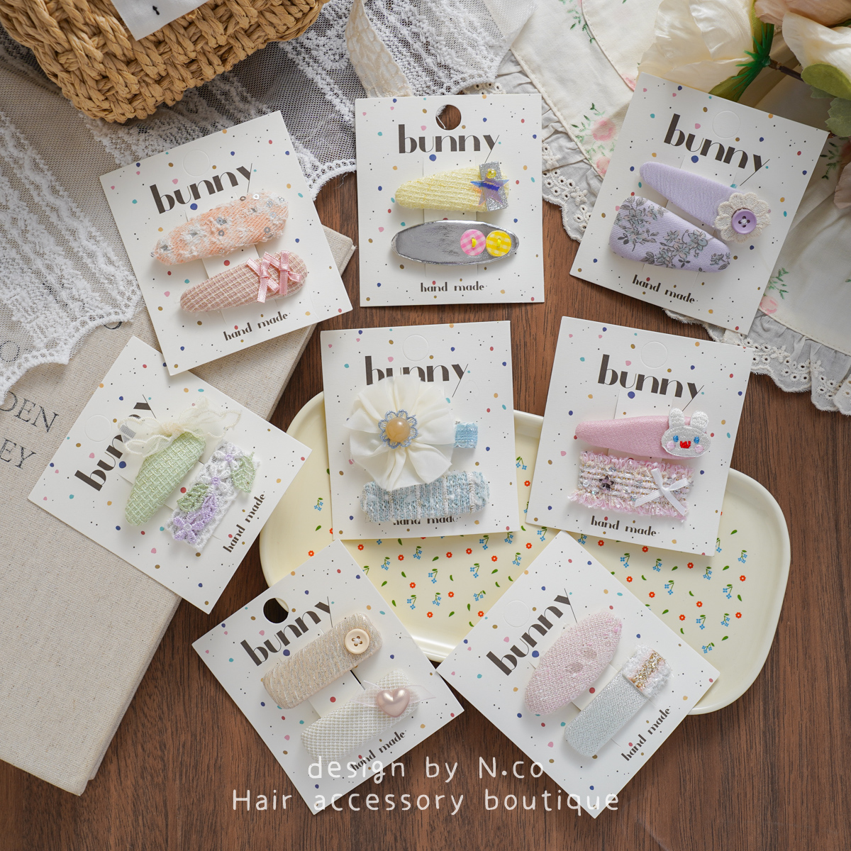 儿童早春森系气质发夹少女心碎发侧边刘海夹花朵蕾丝发饰女童发卡