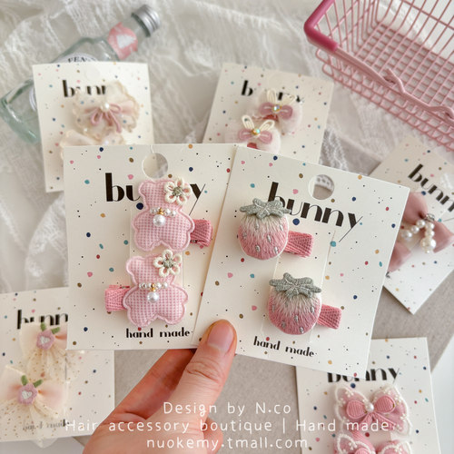 韩粉蕾丝蝴蝶结宝宝发卡可爱花边侧边刘海夹全包胎发夹不伤发头饰